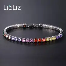 LicLiz Мода семь цветов циркон Хрустальный теннисный браслет для женщин CZ Кристаллы белого золота цвет коробка цепь ювелирные изделия LUB0097J