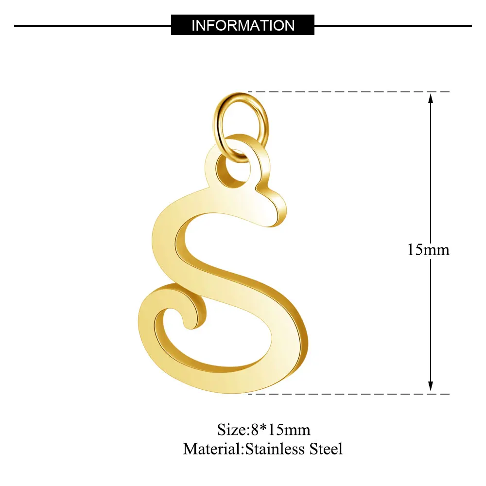 26 шт. от А до Я подвески из нержавеющей стали с инициалами маленькие буквы золотые подвески с алфавитом DIY Подвески с буквами женские ювелирные изделия