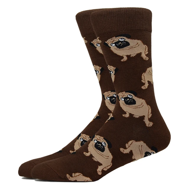 Fashion Men Happy Socks Combed Cotton Cartoon Animals Dog Cat Large Size Casual Women Cute Funny Harajuku Socks Colorful HK11051-1