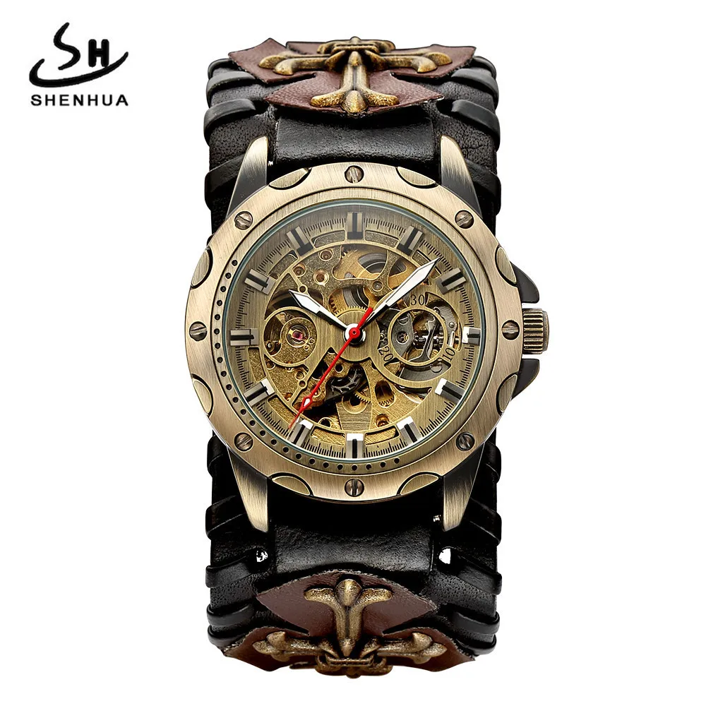 

New Style Shenhua Europe And America Style Punk Men Fashion Casual Hollow out Machinery Automatic Analog Watch
