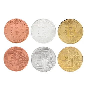 

1 piece Collectible Art Physical BTC Metal Gold commemorative coins Gold Plated Bitcoin Coin Antique Imitation