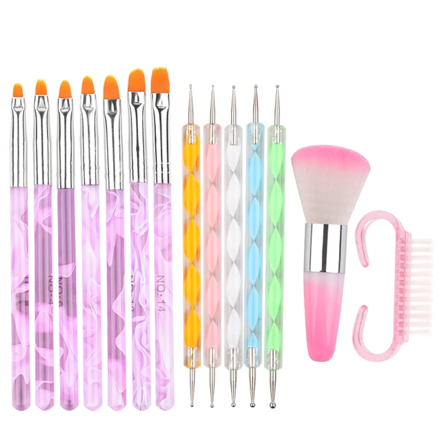 Nail Art Brush Acrylic Nail Polish Brush Kit UV Gel Nail Polish Paint Brushes Drawing Nail Pen Manicure Clean Brush Tools smt230