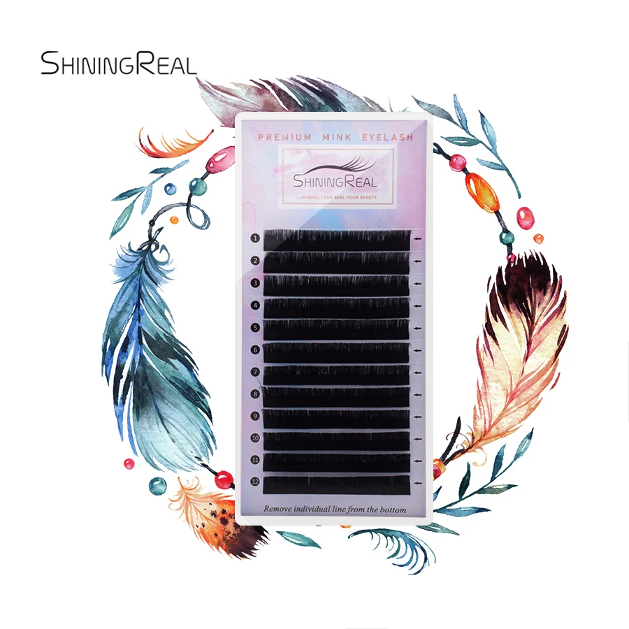 ShiningRea12Rows накладные норковые ресницы матовые Индивидуальные ресницы для наращивания объема накладные ресницы натуральные легкие в работе B/C/D - Цвет: Шлифованный хром