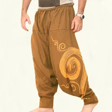 Shujin Мужские Модные шаровары мужские брюки с заниженной шаговым швом хип-хоп Брюки Homme спортивные брюки средневековые повседневные свободные костюмы с принтом