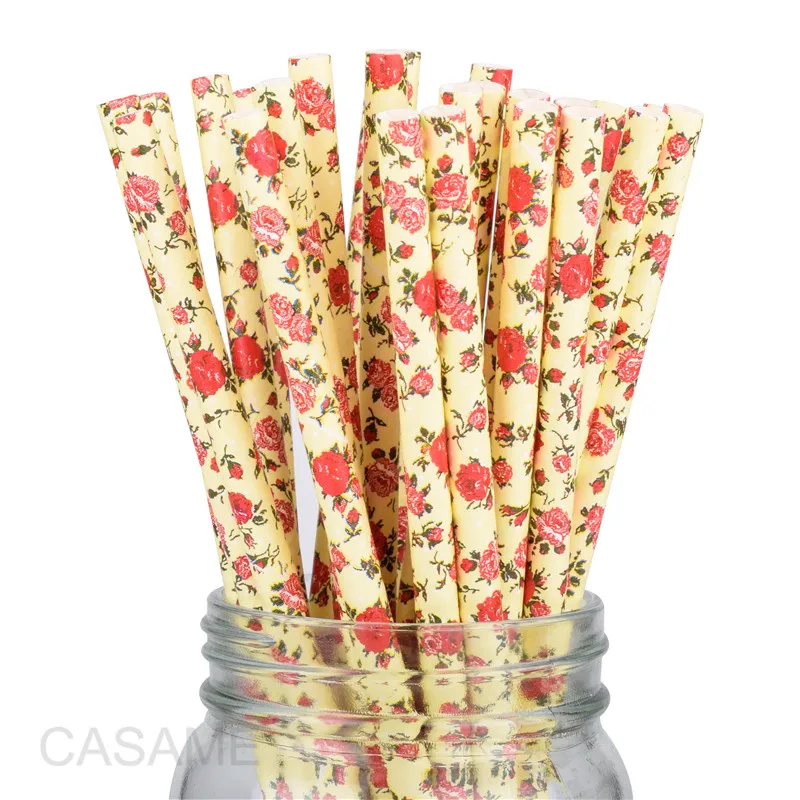 yellow flowers 100 шт металлический Единорог Золотое Сердце Звезда фольга полосатая бумага соломинки Золото Серебро Фольга ed шеврон вечерние свадебные украшения - Цвет: yellow flowers