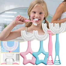 Brosse à dents en forme de U pour enfants, pour un nettoyage en profondeur à 360 °, brosse à dents douce pour bébés, soins buccaux de bébé L * 5