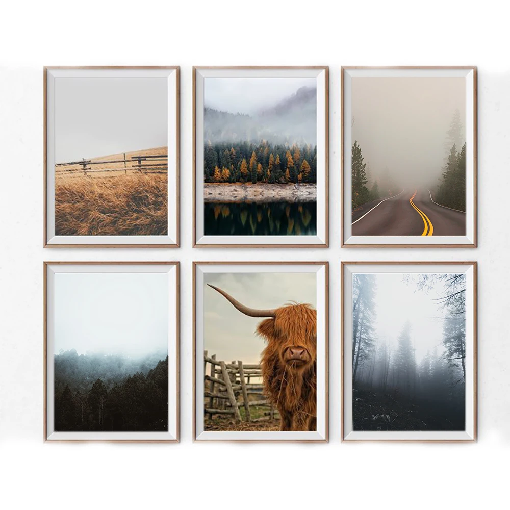 Cartel De Lienzo De Arte De Pared De Carretera De Bosque E