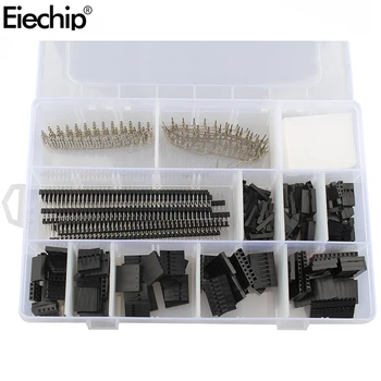 

775PCS 2.54mm PCB Jumper Wire Pin Header Connector 10Row 40Pin Box Packaging Kit and Female Male Crimp Pins