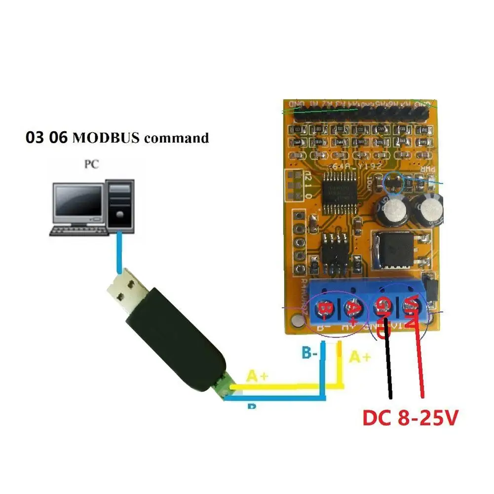 R4AVA07 7 канальный RS485 аналоговый коллектор напряжения ADC Modbus RTU 03 06 код функции