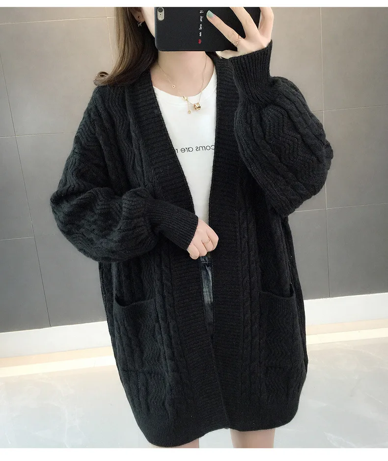Spring And Autumn Women's Knit Cardigan Solid Color Wild Spring New Shirt Korean Version Of The Loose Sweater Women Coat