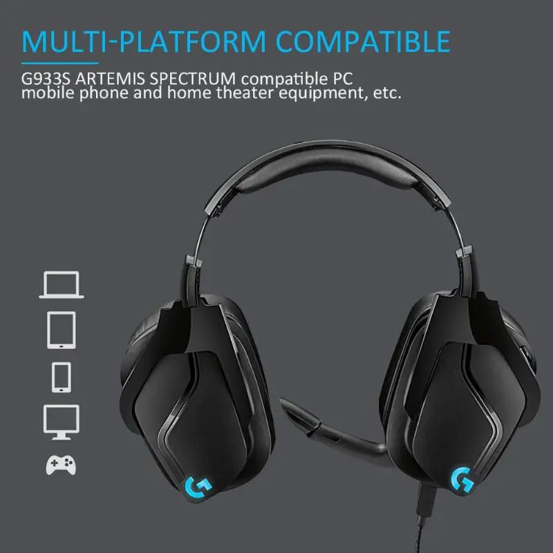 Портативные наушники logitech G933S с изящным дизайном, беспроводная Двухрежимная игровая стереогарнитура 2,4 ГГц с микрофоном