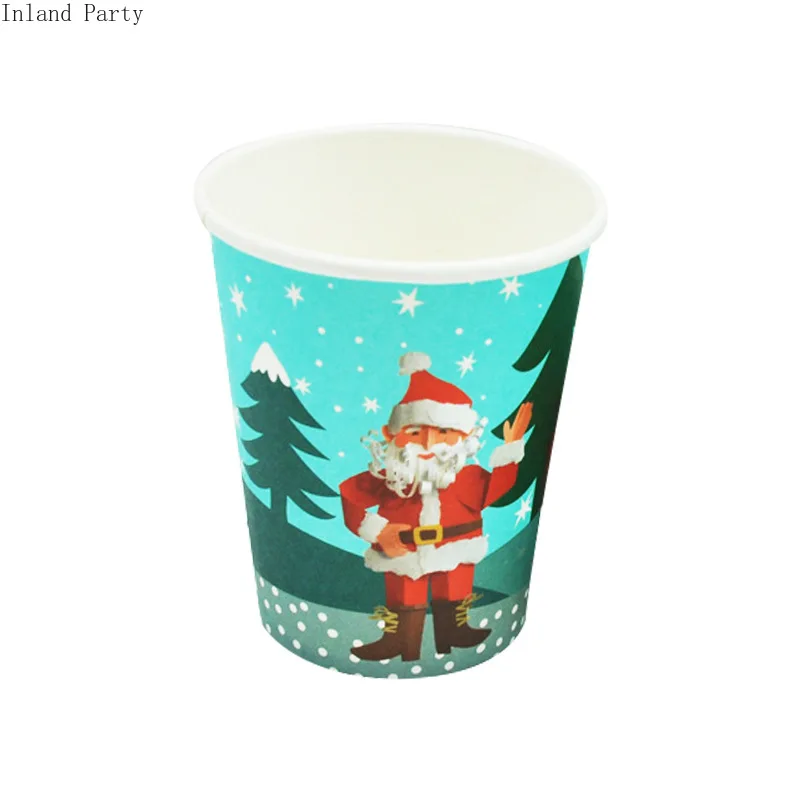 САНТА снеговик одноразовая посуда набор Одноразовая бумажная тарелка соломенная чашка салфетка Санта для Рождественского украшения вечерние принадлежности