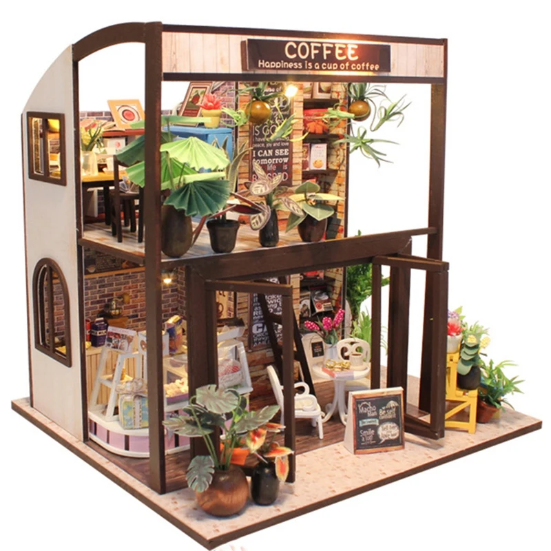 

Doll House Miniature Diy Dollhouse with Furnitures Wooden House Waiting Time Toys for Children Birthday Gift M027