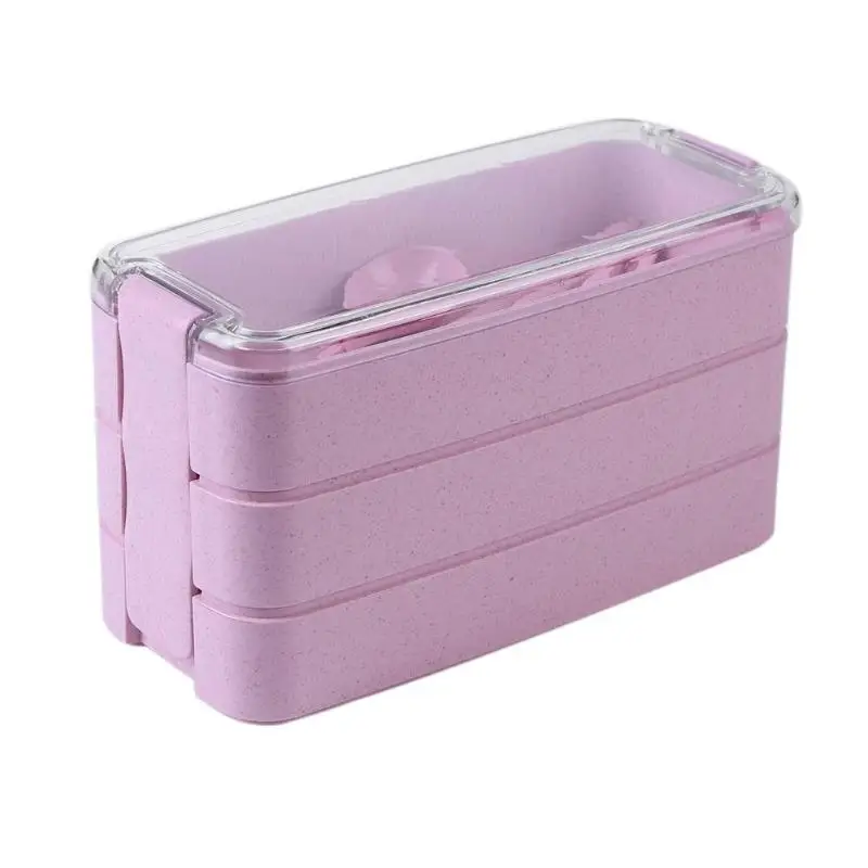 900 мл 3 слоя Bento Box экологичный Ланч бокс контейнер для пищевых продуктов пшеничный