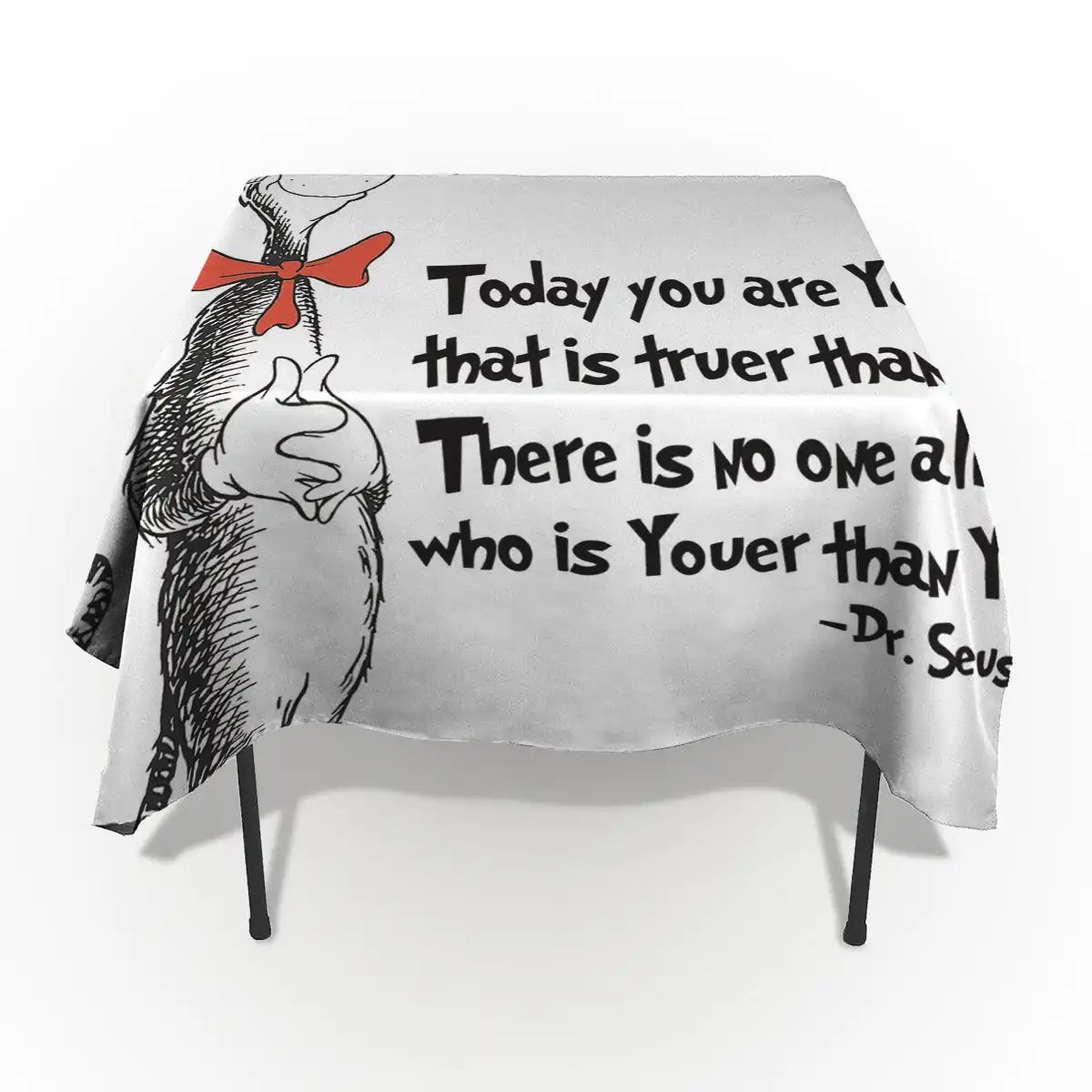 A Sox Cat Wearing A High Hat Hand Drawn Dr Seuss Table Cloth