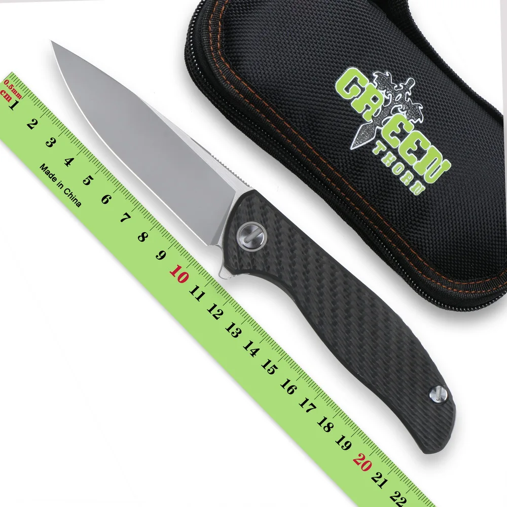 Складной нож Green thorn Flipper M390 blade 3D из углеродного волокна с титановой ручкой для