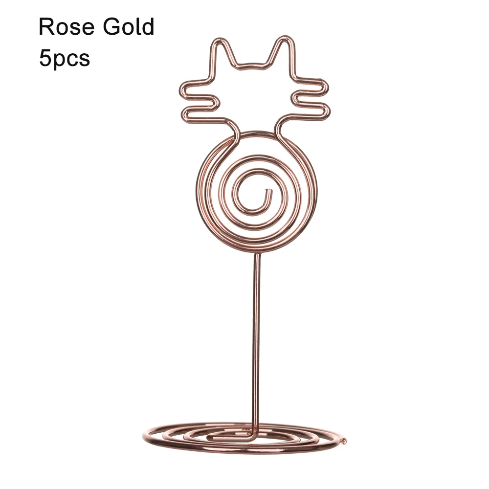 5 pieces Rose Gold Настольная папка для заметок в форме кошки, круглые зажимы, свадебные сувениры, держатели для сидений, карт, настольные фото, памятки, цифры, зажимы для имени, зажимы для сообщений - Цвет: 5 pieces Rose Gold