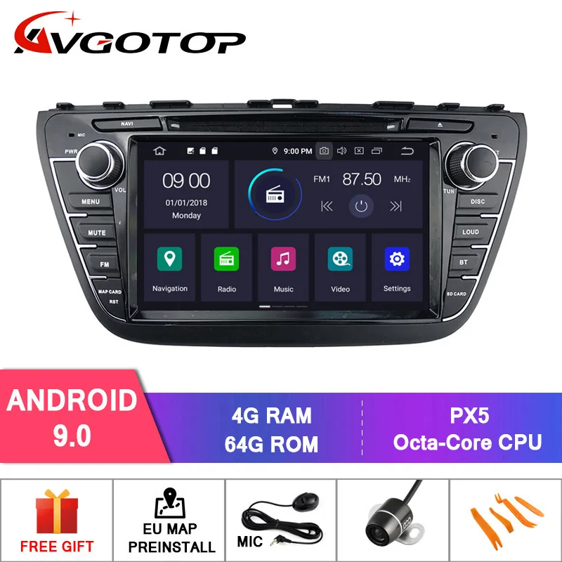 4GB 64GB RVF7668 AVGOTOP 2+ 16 ГБ/4+ 64 ГБ Android 9 Bluetooth gps автомобильный проигрыватель мультимедиа для SUZUKI S-CROSS 2013 - Цвет: 4GB 64GB RVF7668