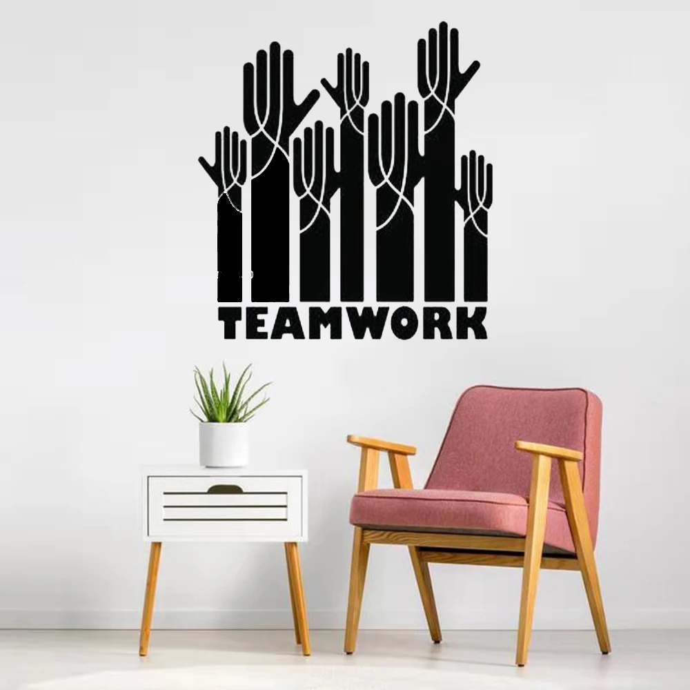 

Joint Development Vinyl Wall Decal Motivation Teamwork Logo Hands Decor for Office Hall Poster Removable