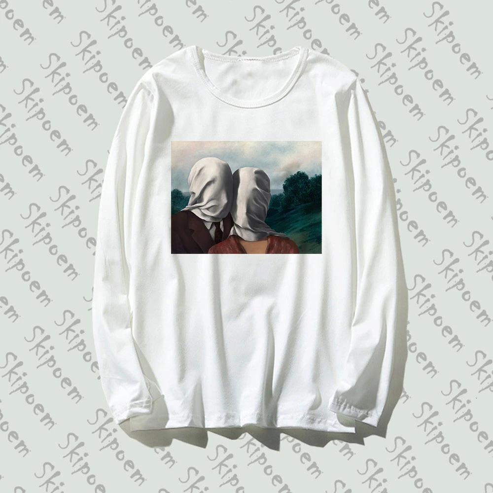 

Nordic Style Abstract Couple T Shirt Women Tumblr Vintage Punk Aesthetic Plus Size Long Sleeve Cotton Top Tees Tee Shirt Femme