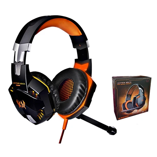 Orange Лучший для PC Gamer каждый G2000 шумоподавление светодиодный PC игровая гарнитура светящиеся наушники шлем Аудио с микрофоном стерео Бас GY366 - Цвет: Orange