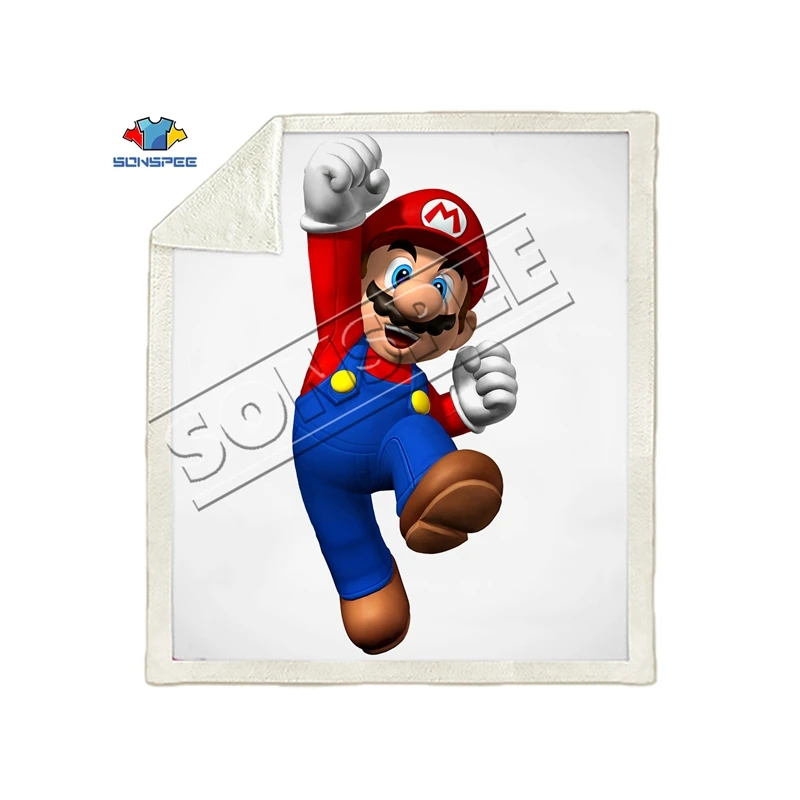 2 Mario Bros диван в стиле аниме, молодежное постельное белье с рисунком, набивное одеяло, покрывало для мальчиков и девочек, одеяло для путешествий, диван, одеяло Mario - Цвет: 2