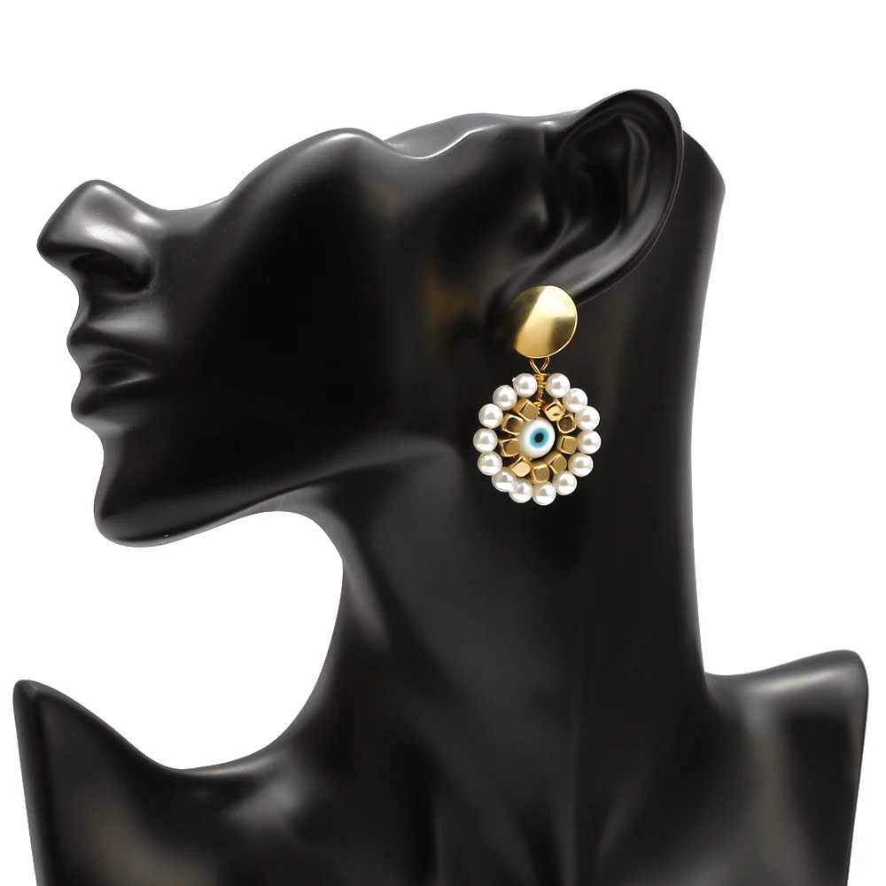 Evil Eye цветок серьги браслет ручной работы с разноцветным бисером Золотая цветная серьга женские модные ювелирные изделия подарок ручной работы EY6520