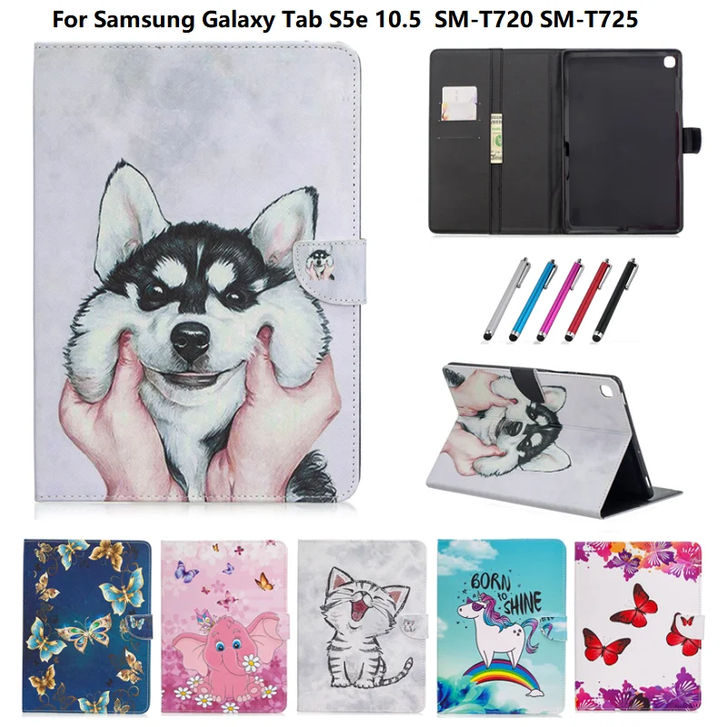 Кожаный чехол с изображением Хаски единорога щенка бабочки для Smasung Galaxy Tab S5E T720 T725