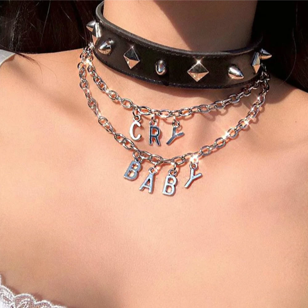 Neck-Chain Couple Pendant Word-Collar Goth Jewelry Streetwear Gothic-Style Girl BABY
