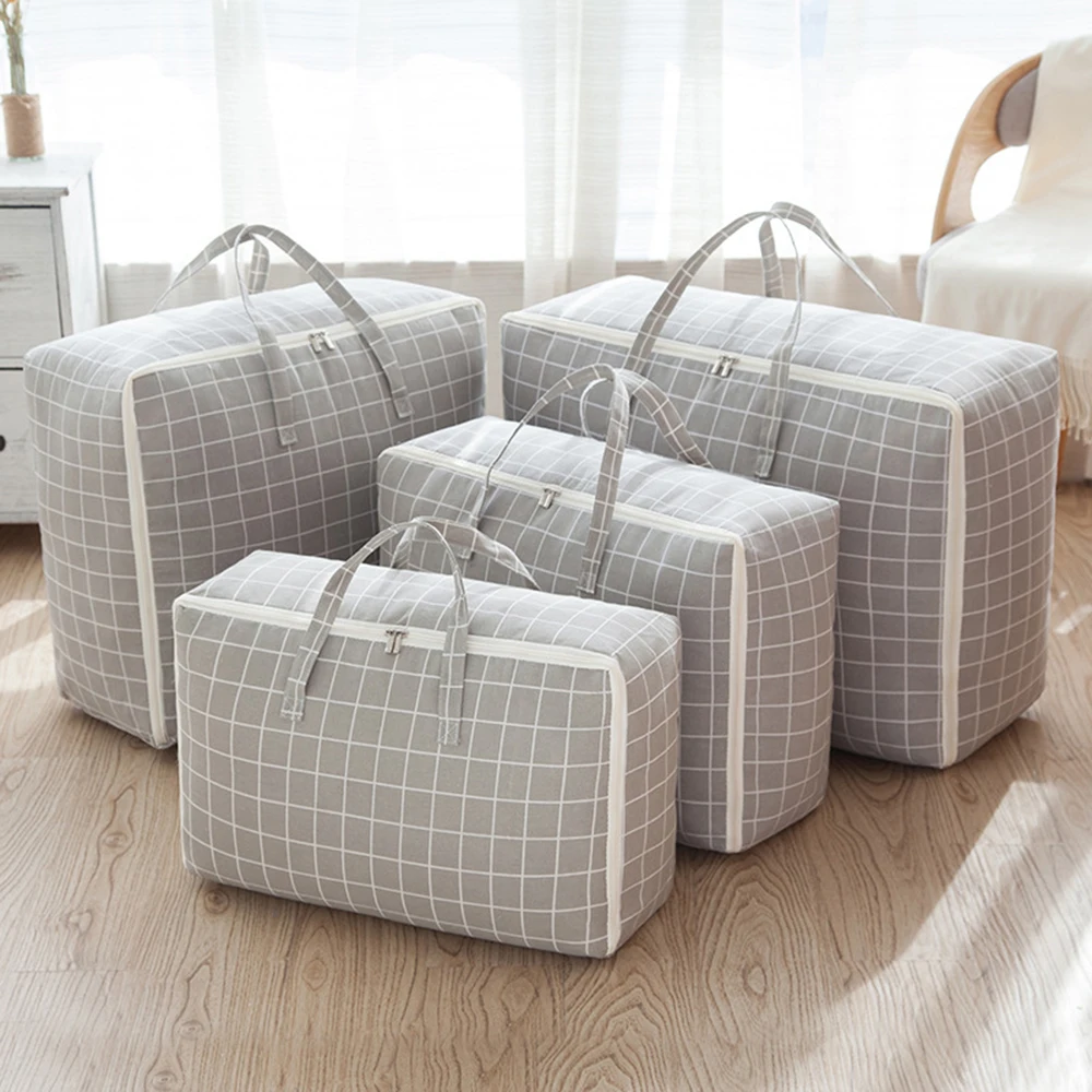 Plaid Damp Proof Clothes Bedding Pillow Quilt Storage Bag Family