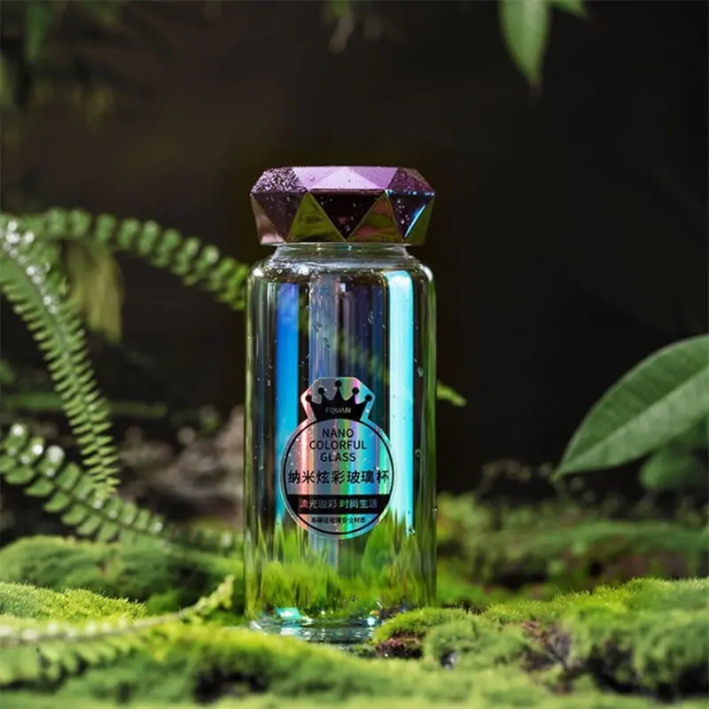 Purple Upspirit 370 мл стеклянная Алмазная бутылка для воды, чайник, стакан, чашка, портативный, для спорта на открытом воздухе, путешествия, шейкер для протеина, посуда для напитков - Цвет: Purple