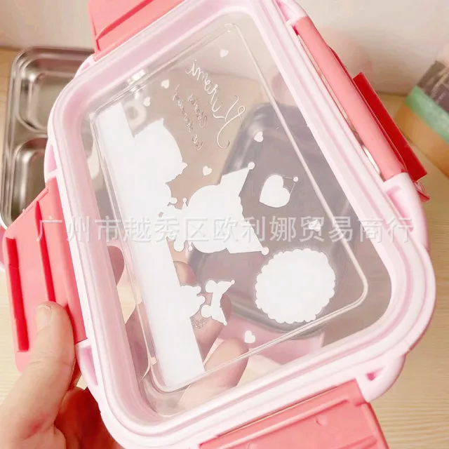 Hello Kitty Kuromi Cinnamoroll Melody Cartoon Lunch Box Anime Bento Box  With Cutlery Set, 3 Compartments Food Container, Microwave Safe, For  Students And Workers, Kitchen Travel Accessories - Temu