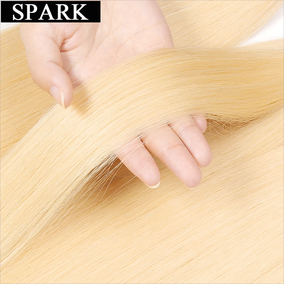 Spark волосы#613 Цвет прямые бразильские девственные волосы(Virgin Hair) 1/3/4 Комплект сделки пряди человеческих волос для Инструменты для завивки волос Мёд волосы цвета блонд для наращивания на заколках