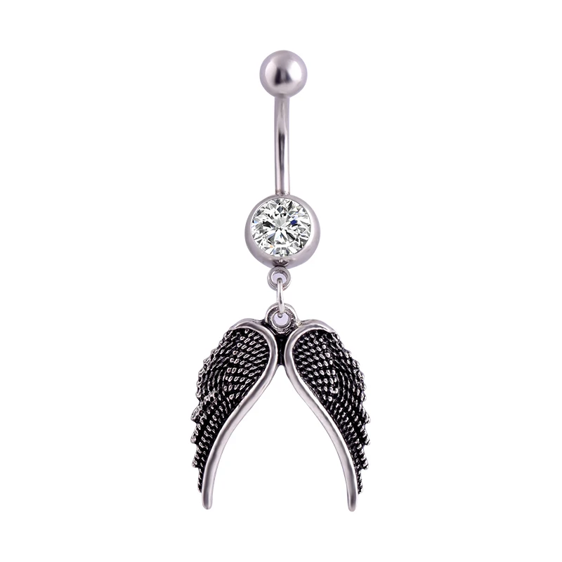 High Quality Fashion Angel Wings Stainless Steel Belly Button Ring Dangle Navel steel Body Piercing Jewelry Accessory | Украшения и