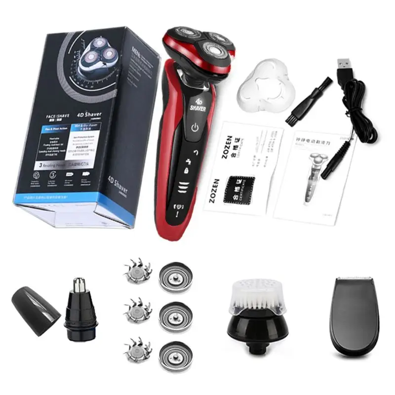 4D роторная влажная сухая электробритва многофункциональная Мужская USB автомобильная зарядка для мытья тела бритва, нос для стрижки волос борода нож для дома путешествия