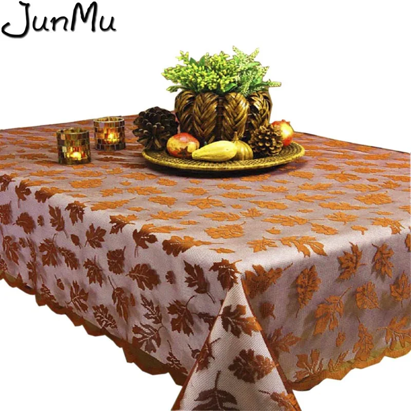

Golden Maple Leaf Tablecloth Lace Table Covers Perfect Fall Dinner Parties Restaurant Decorations