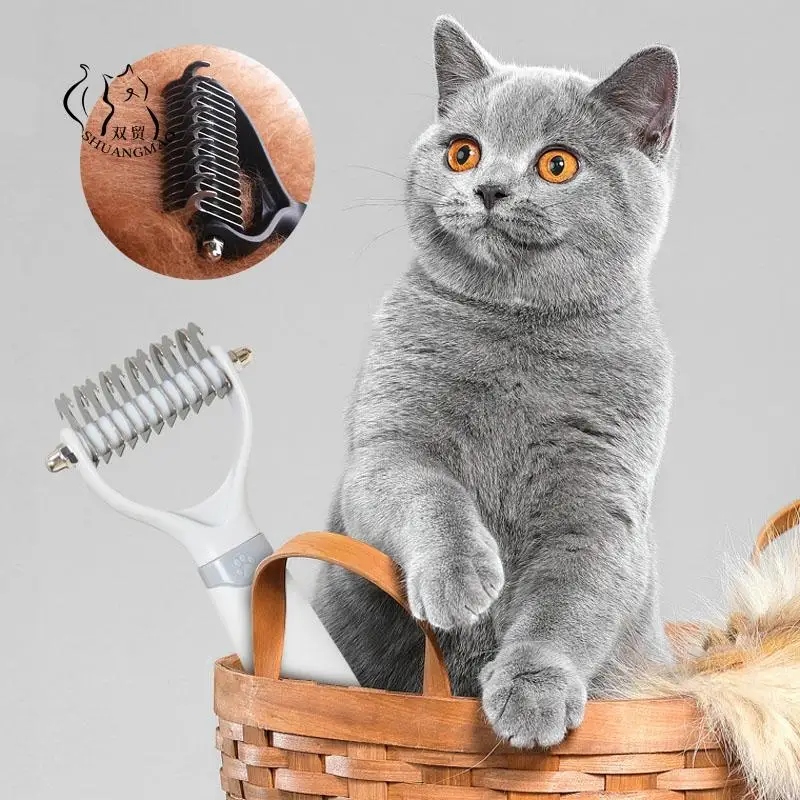 Двухсторонняя расческа из нержавеющей стали для домашних питомцев кошек и собак