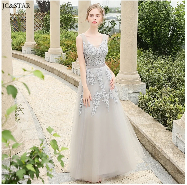 Vestido madrinha, новинка, тюль, расшитый бисером, сексуальный, v-образный вырез, а-силуэт, темно-синий, розовый, серебристый, серый, королевский синий, бордовые платья для подружки невесты со шлейфом