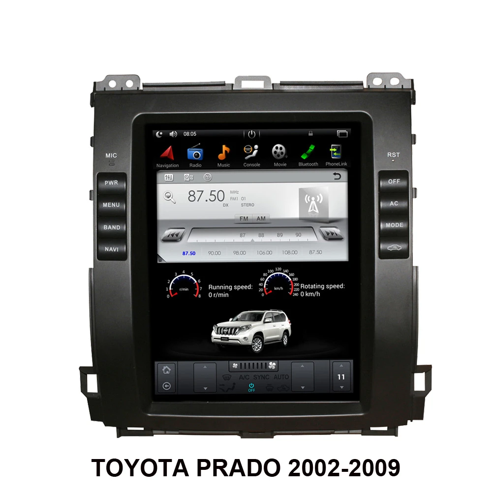 Автомобильный мультимедийный плеер Android 10 4 GPS-навигация в стиле Тесла для TOYOTA PRADO