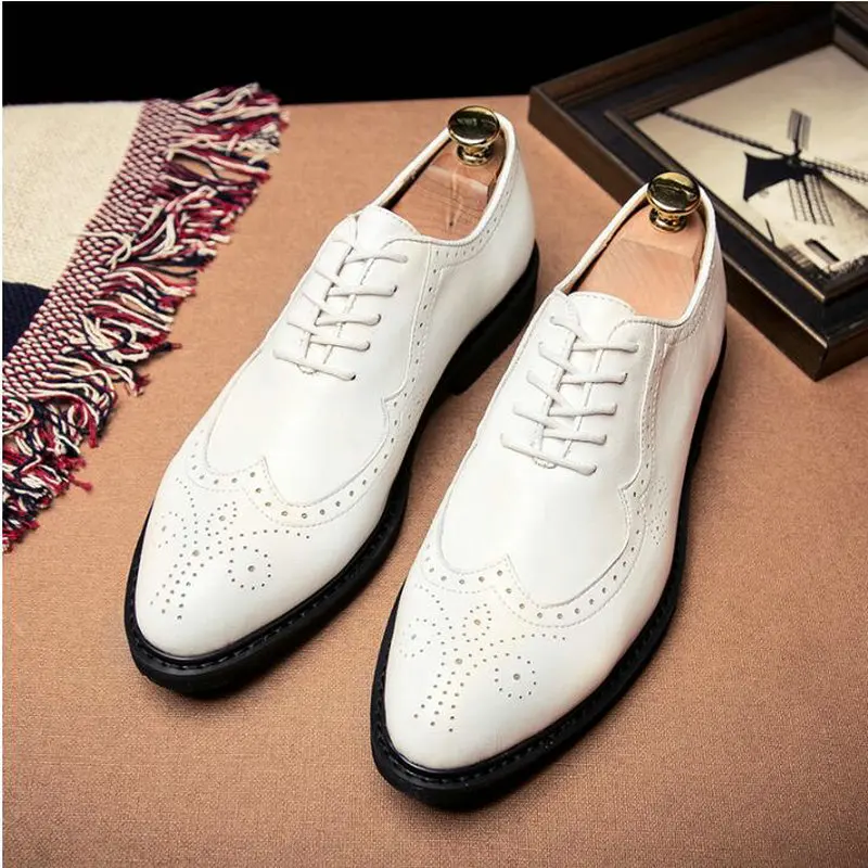 

white Pointed Toe Formal Shoes Man Pu Leather Oxfords 2019 Spring Men Italy Dress Shoes Business Wedding Shoes For Male A56-74