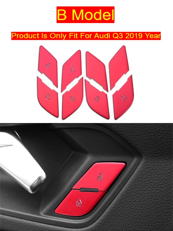 Автомобильный Стайлинг для Audi A4 B9 A5 Q3 Q5L A6 C8 дверные переключатели разблокировки Декоративные Чехлы наклейки отделка интерьера авто аксессуары - Название цвета: B Model Red Q3