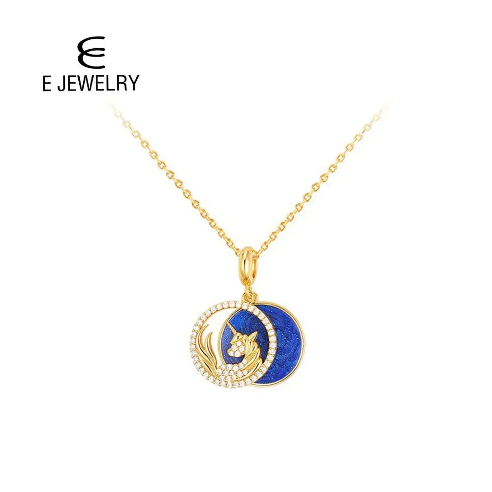 

E Jewelry 925 Sterling Silver Double-deck Pendant Necklace White Cubic Zircon For Women Party Elegant Chain Necklaces 2020