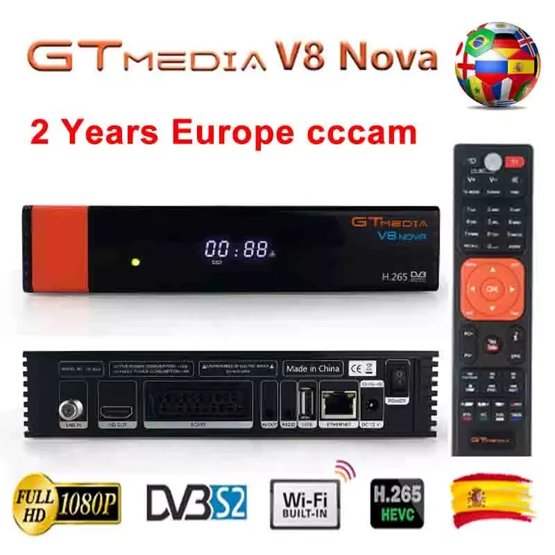 Gtmedia V8 Nova встроенный wifi H.265 Freesat V8 с 1 год Европы Clines Cccam Suppprt MPEG4 Dolby AC3 Youtube IPTV приставка