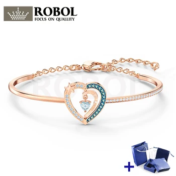 

High Quality Original SWA Bracelet with Original Engraved STARRY NIGHT HEART Bracelet Box Set Woman Jewelry Gift Free Shipping