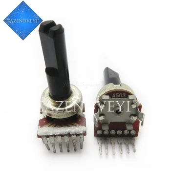 

1pcs/lot RK1212G vertical double volume potentiometer B503 B50K / rachis white shell handle length 10mm 13mm In Stock