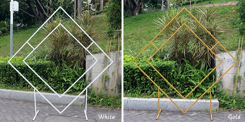 JAROWN Wedding Arch Rhombus Shelf Backdrop Frame Quadrilateral Geometry Flower Stand Shooting Props Wedding Arrangement Decor (110)
