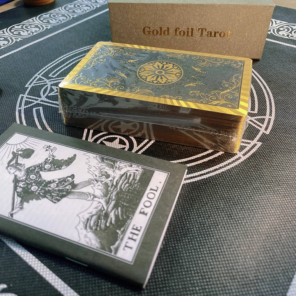 Set Tarot Cards Gift Box Luxury Gold Foil Tarot Card Hot Stamping PVC Waterproof Wear-resistant Board Game Solitaire Divination