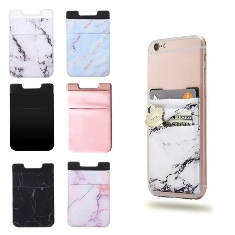 

Elastic Marble Portable Self-Adhesive Mobile Phone Back Credit ID Card Holder Case Cover Stick Adhesive Purse