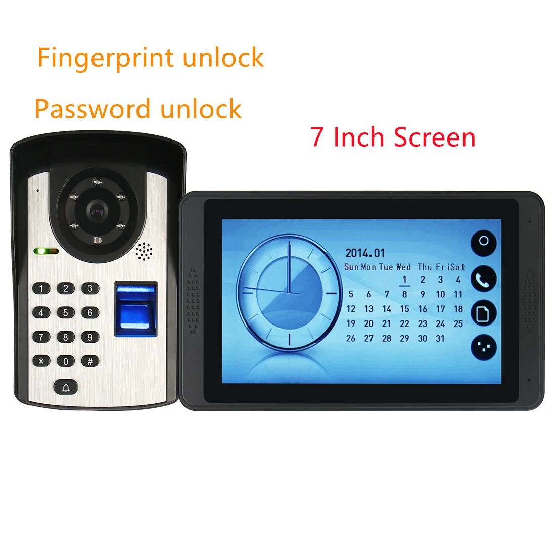 7 inch Intercom Doorbell Fingerprint Password Remote Unlocking Touch Screen Night Vision Video Electronic Wired Door Bell legrand video door phone