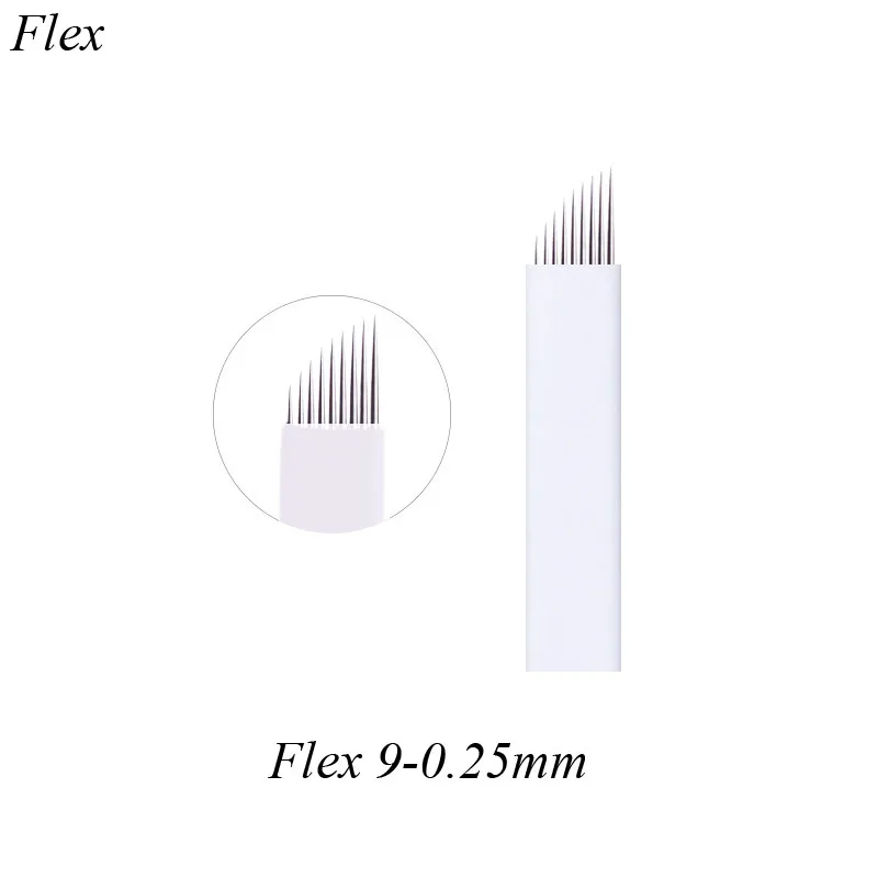 flex 14 Набор 50 шт. Agulhas Laminas Tebori 14 Flex 0,25 мм Microblading Blade Перманентный макияж тумана иглы для бровей ручка для микроблейдинга - Габаритные размеры: flex 14